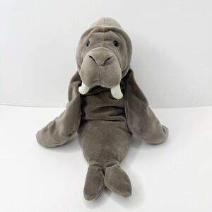 Jellycat Wrinkles Walrus Medium 13" Gray Weighted Beanbag Plush RARE RETIRED HTF